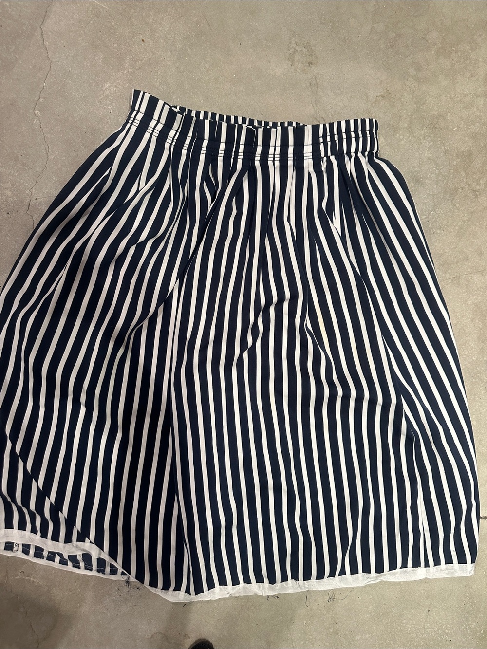 J. Crew Navy and White Vertical Stripe Skater Skirt